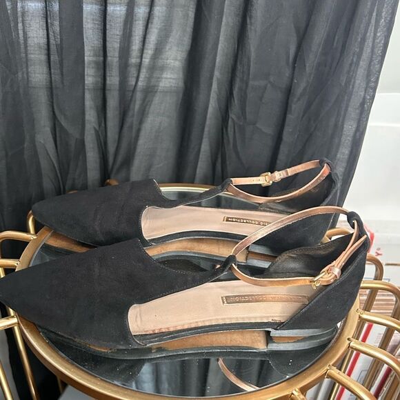 Zara Rose Gold T Strap Flats - Picture 2 of 4